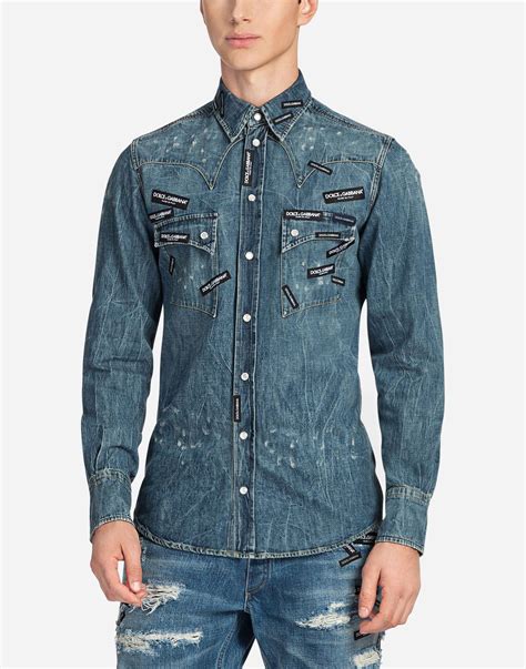 dolce gabbana dress shirt|dolce gabbana denim shirt.